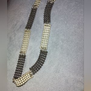 Choker necklace silvertone and black